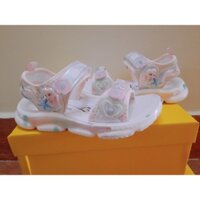 GIÀY SANDALQUAI DÁN BÉ GÁI SIÊU NHẸ, IN 3D CÔNG CHÚA ELSA, MÀU HỒNG CẦU VÒNG, ĐẾ CAO SU CHỐNG TRƠN