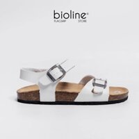Giày sandals đế trấu Birken quai hậu da PU cao cấp, nam nữ, lót da lộn, xăng đan học sinh đi học Bioline PU23