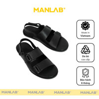 Giày sandals nam quai hậu 2 quai ngang da bò cao cấp MANLAB quai dính dễ dàng điều chỉnh