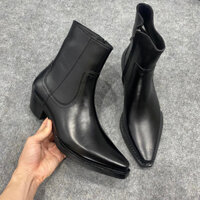 Giày SANTIAGO Boots DECEMBER Mũi Vuông Đế Gỗ Cao 5cm Bảo Hành Da Và Đế 12 Tháng