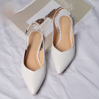 Giày slingback 2 phân mũi nhon kiểu dáng búp bê hở gót chất liệu xi mờ cao cấp Annmodes_Min331XMKT