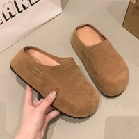 Giày Slip-On Nữ Da Lộn, Giày Một Mảnh Mũi Tròn