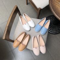 Giày Slip on nữ đế đỏ 3 sọc đỏ trắng xanh