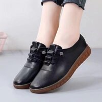 Giày Slip-On Nữ, Giày Mềm Thoáng Khí Retro, Giày Đế Mềm Da PU Thông Thường