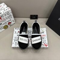 Giày Slipon đế cói Dolce Gabbana Đen tag chữ viền Trắng LA MVT