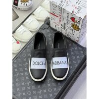 Giày Slipon Dolce Gabbana Đen tag Trắng logo chữ LA MVT