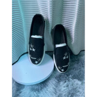 Giày slipon lười nam Philipp Plein da Pu thêu logo hình đầu lâu ngôi sao phối xích bạc gót boy phố .