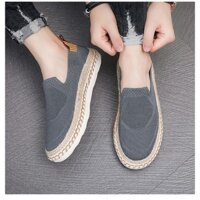 Giày slipon lười nam vải dệt kim bo viền cói thoáng khí đế cao su êm mềm - Mã SP 8930