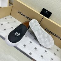 Giày slipon nam D2 da thêu hình lá phong chữ đế cao su basic boy phố GS105P