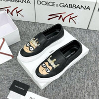 Giày slipon nam Đê Gờ da thêu nổi hình vua King vương miện tag đá cao cấp GS157P