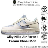 Giày Sneaker AF1 Khoai Môn Trắng Xanh Kem Cream Cao Cấp  Full Size Đầy Đủ Bill + Box