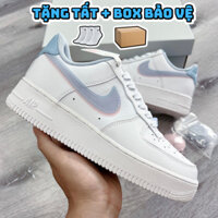 Giày Sneaker Air Force 1 Low LV8 Double Swoosh Light Armory Blue , Giày thể thao nữ af1 vệt xanh hồng cao cấp, da 2 lớp