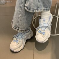 Giày sneaker Da Phối Lưới Mềm Màu Xanh Sữa Thời Trang Mùa Thu 2021 Cho Nam Và Nữ