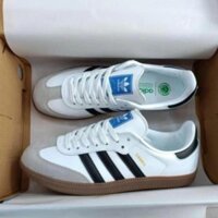 Giày sneaker das Sam ba trắng đế nâu 3 sọc đen mũi da lộn dành cho nam nữ mới nhất 2023