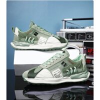 Giày Sneaker Đế Đinh Chống Trơn Trượt, Kết Hợp Vải Lưới Thoáng Khí 2 Màu Xám & Xanh Cốm Mã IG-206