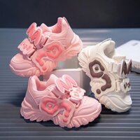 Giày sneaker đính tai thỏ nổi bật phối dây buộc ấn tượng cho bé - Giày thể thao có chữ cách điệu cho bé trai bé gái F01