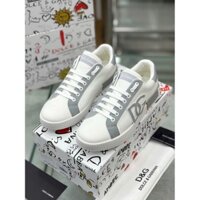 Giày sneaker Dolce Gabbana Trắng phối Xám nhạt logo DG thêu nổi LA DDT