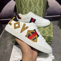 Giày sneaker gucci ace love vàng thể thao nam nữ, Giày gc cổ thấp hàng full box bill