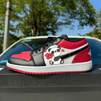 Giày Sneaker Jd1 low nam nữ Trắng đỏ móc đen, Giày JD nam nữ bản cao cấp full box