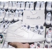 Giày Sneaker Jordan 1 MID All White ( trắng) chính hãng hàng ship Mỹ
