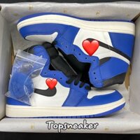 Giày Sneaker Jordan 1 Xanh Dương Da Nhăn Full Box Phụ Kiện Freeship