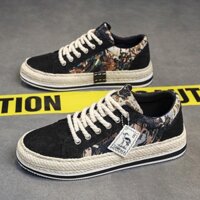 Giày sneaker nam cổ ngắn họa tiết thổ cẩm vải dù thoáng khí đế cao su phong cách Hàn Quốc - GH02
