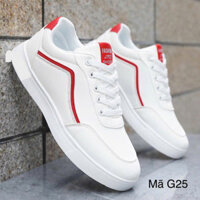 Giày sneaker nam cổ thấp màu trắng kiểu dáng mới Hot Trend 2024 năng động, cá tính