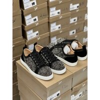 Giày Sneaker Nam Đinh Tán Đen Mũi Nhọn Nổi Bật Viền Đá Má Ngoài Lấp Lánh Mẫu Chất Chơi Phong Cách Hàng QC FULL BOX