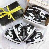 Giày Sneaker Nam Nữ Đen Trắng, Giày Nike Air Jordan 1 JD1 Panda High Cổ Cao Bản Da Xịn H9 -nb3