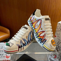 Giày sneaker Nam Nữ Dolce Gabbana Trắng họa tiết lửa Fullbox Phụ Kiện