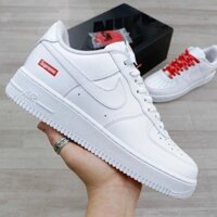 Giày Sneaker _Nike Air Force 1 Trắng Superme,Giày Sneaker,Giày AF1 Trắng Dây Đỏ Superme Bản Chuẩn S.C Full Box Bill