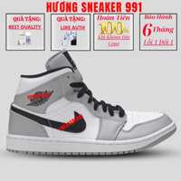Giày Sneaker Nike Air Jordan 1 Low Màu Xám Khói Đen Trắng.Giày Thể Thao Nam Nữ Màu Xám Cổ Trung _HUG