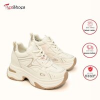 Giày sneaker nữ buộc dây độn đế gót nhũ cực xinh 7cm TEX SHOES