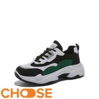 Giày Sneaker Nữ Choose Thể Thao Đế Độn 5cm Họa Tiết Phản Quang Phối Màu Đen Xanh Rêu Đẹp Mắt G29K9