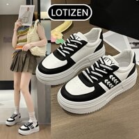 Giày sneaker nữ đế độn 6 phân phong cách Hàn Quốc Giày thể thao nữ đen trắng Mã G001