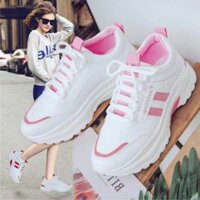 Giày Sneaker Nữ Độn Đế Đẹp Vạch  Trắng Vạch Đỏ, Trắng Vạch Đen )