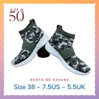 Giày sneaker nữ HAVANA primeknit không dây cao cấp, họa tiết camo size 38 - Hàng chính hãng