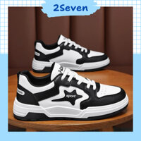 Giày Sneaker Thể Thao Nam Đen Trắng Da PU Phối Họa Tiết Ngôi Sao GH66 - 2SEVEN