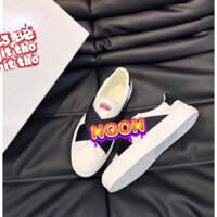 Giày Sneaker Thể Thao Nam Nữ,Giày Lười Màu Trắng Phối Dù Chéo in Chìm,Fullbox size 35-43
