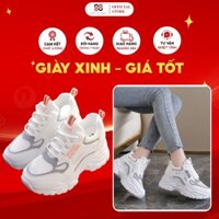 Giày sneaker thể thao nữ độn đế hack dáng tăng chiều cao màu trắng phong cách hàn quốc S99903