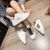 Giày Sneaker Trắng Kẻ Sọc Nam Nữ Tăng Chiều Cao