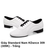 Giày Standard Khiêu Vũ Dancesport Nam KDance 309 (309K) - Trắng (Tặng Túi Đựng Giày)
