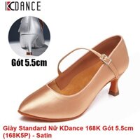 Giày Standard Khiêu Vũ Dancesport Nữ KDance 168K Gót 5.5cm (168K5P) - Satin (Tặng Túi Đựng Giày)