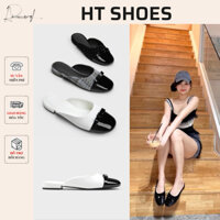 Giày sục búp bê C mũi tròn đính nơ nhỏ hai màu đế bệt 1cm cho nữ dễ phối đồ Fullbox 𝟲𝟵𝟯𝟱𝟰