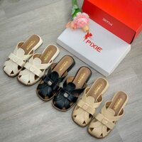 Giày Sục Cao Gót 3cm Kiểu Rọ Phối Nơ Chữ S050 FullBox