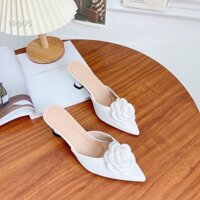 Giày Sục Cao Gót Nhọn Đính Nơ Siêu Đẹp C36HHong