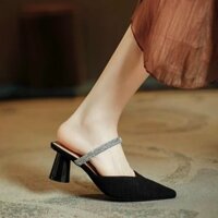 GIÀY SỤC CAO GÓT NỮ GÓT TRỤ CAO 5P QUAI QUAI NGANG ĐÍNH ĐÁ SANG CHẢNH