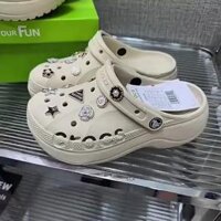 Giày Sục CROCS Chữ Đế Cao 5Cm Siêu Hot (Tặng 10 Sticker 2D Ngẫu Nhiên) ,Giày Clog Nữ Crocs Baya Platform