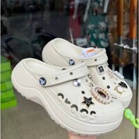 Giày sục crocs chữ đế cao 6Cm tăng chiều cao tặng sticker 2D ngẫu nhiên, giày clog nữ Crocs baya platform-giay360