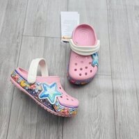 Giày sục cross trẻ em , cross cho bé gái màu hồng họa tiết ngôi sao size từ C7-J3 ( Windy baby )